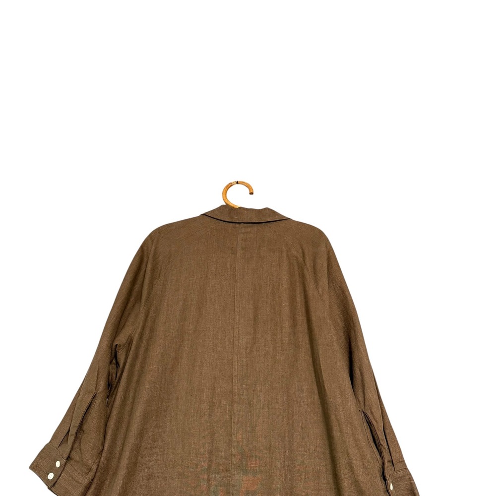 Beaton | Chore Coat Shacket Earth Brown Size L 100% Linen - Picture 6 of 11